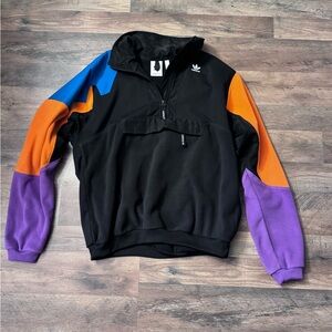 Adidas Colorblock Quarter-Zip Pullover with White Trefoil